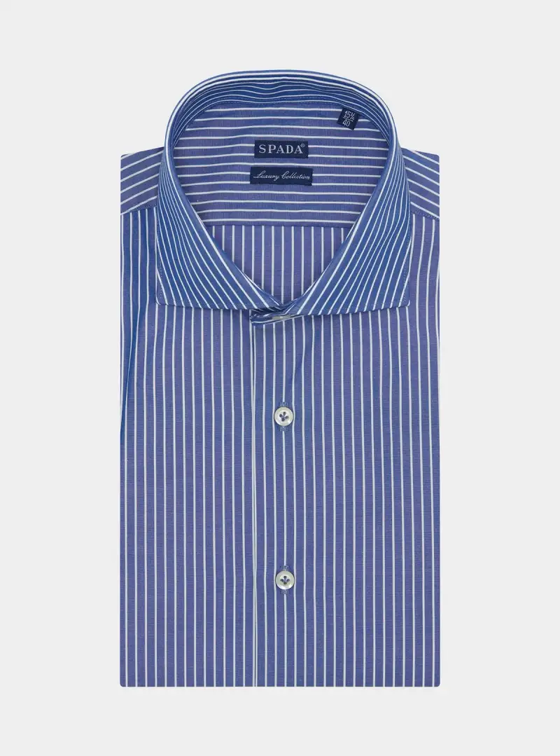 Camicia in cotone collo francese a righe