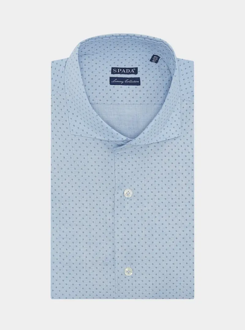 Camicia uomo collo francese in cotone a micro fantasia