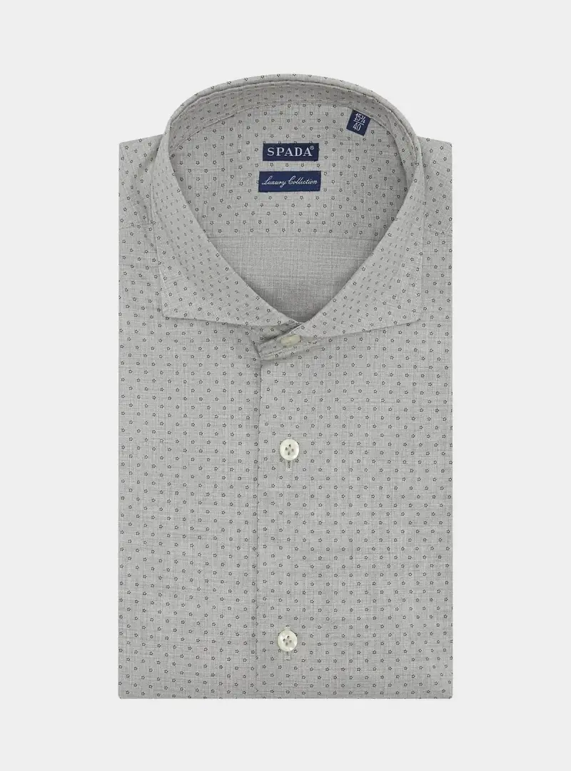 Camicia uomo collo francese in cotone a micro fantasia