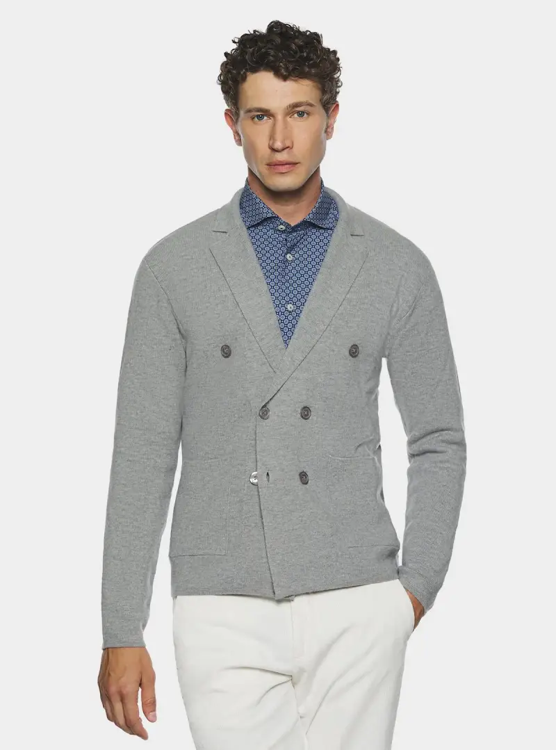 Giacca doppiopetto in lana e cashmere