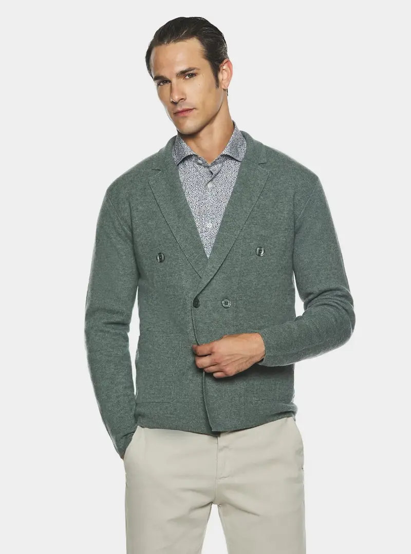 Giacca doppiopetto in lana e cashmere