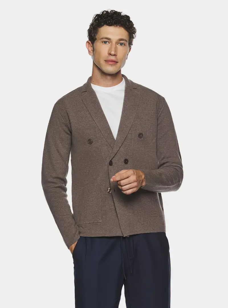 Giacca doppiopetto in lana e cashmere