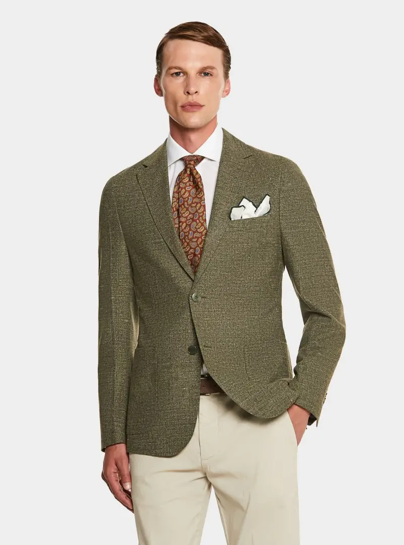 Giacca operata in misto lana lino e seta