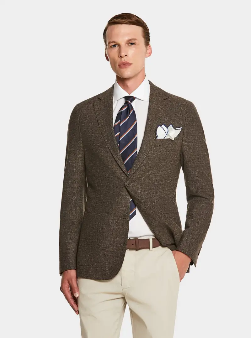 Giacca operata in misto lana lino e seta