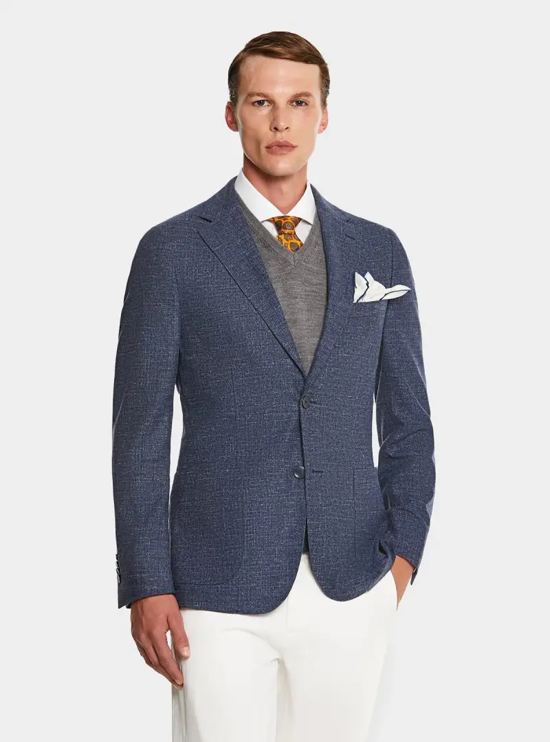 Giacca operata in misto lana lino e seta