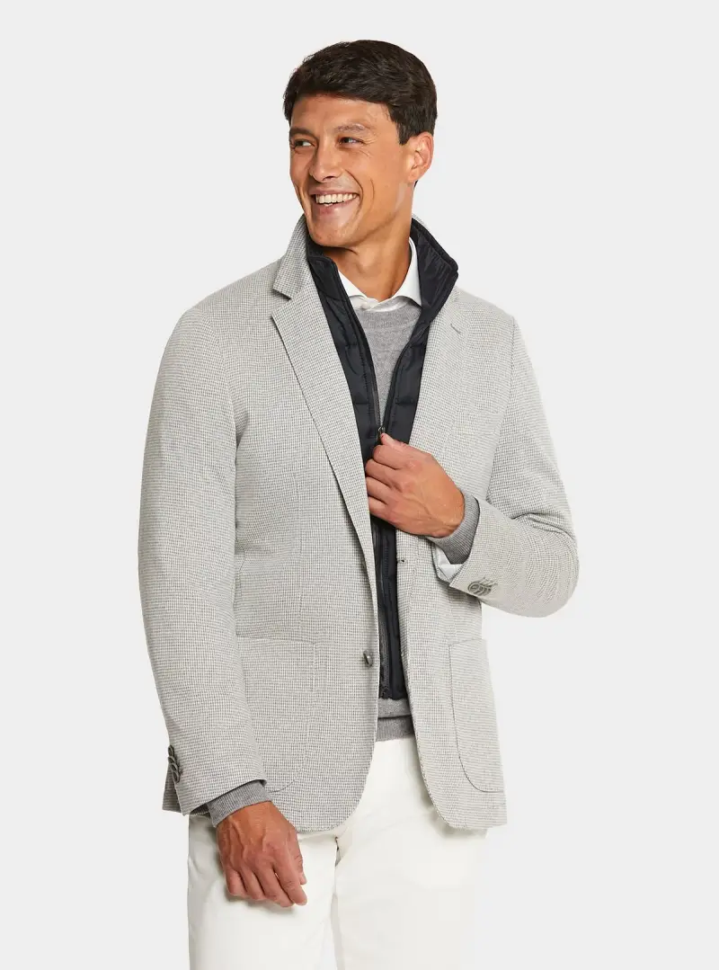 Giacca pied de poule con pettorina