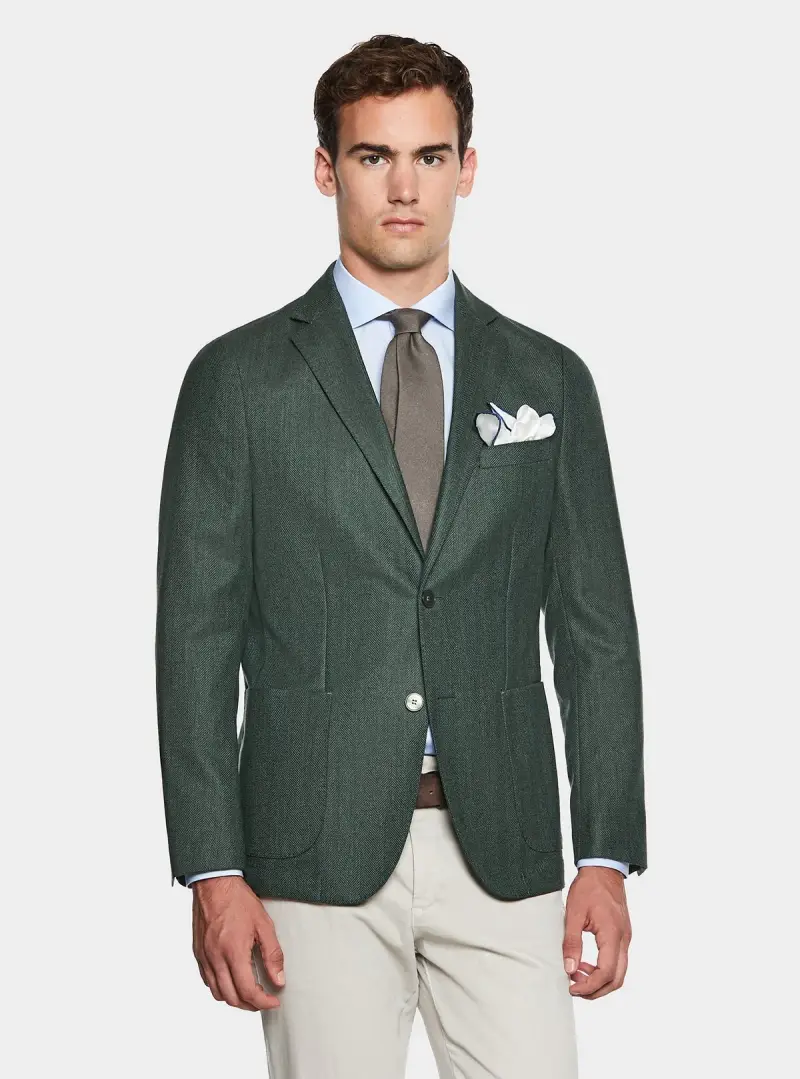 Giacca spigata in pura lana