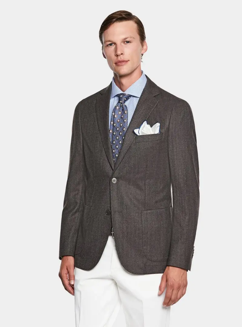 Giacca spigata in pura lana