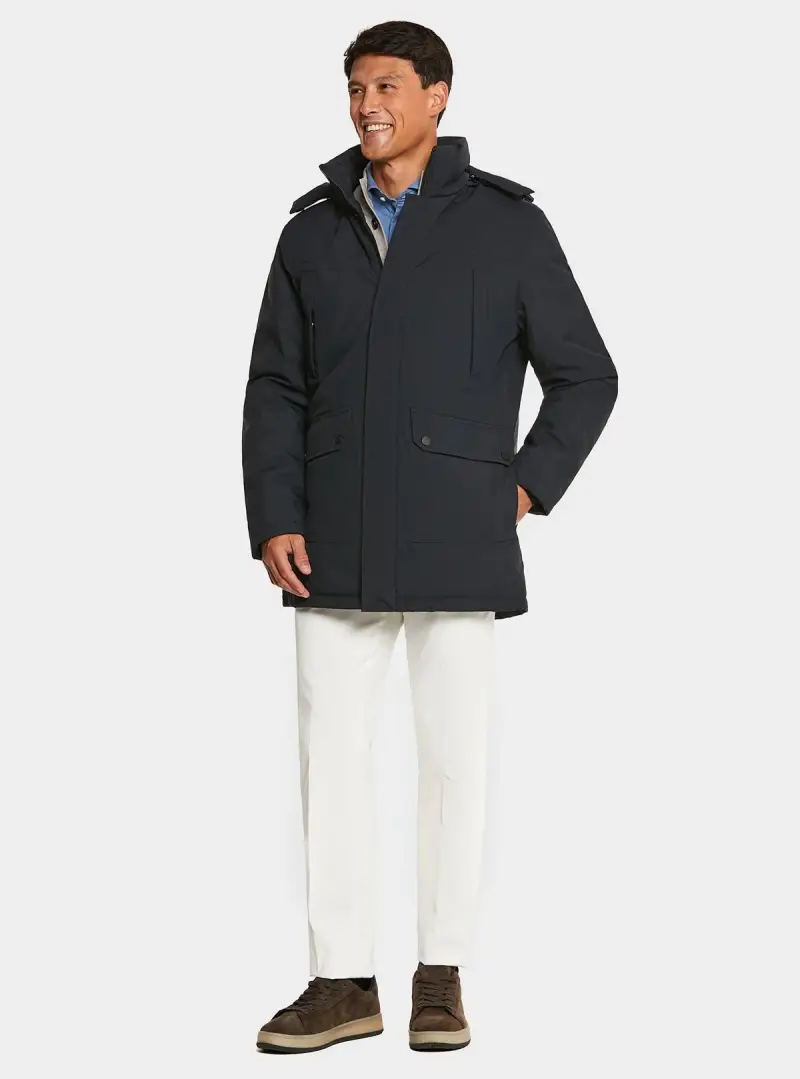 Giubbino lungo con cappuccio removibile