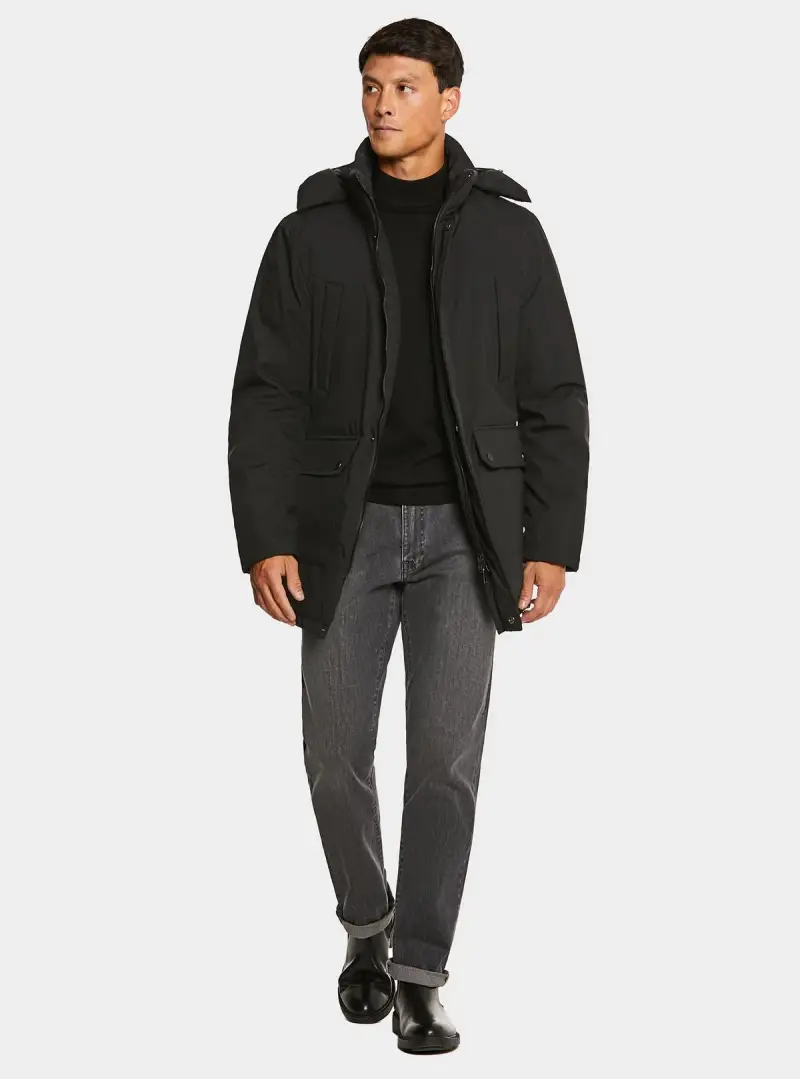 Giubbino lungo con cappuccio removibile