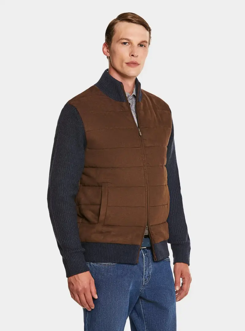 Maglia a coste imbottita in misto lana e cashmere