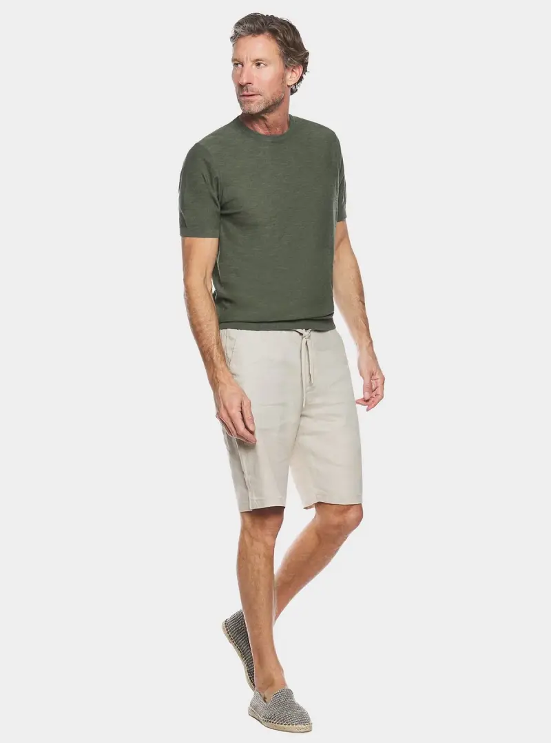 Maglia girocollo in cotone e lino