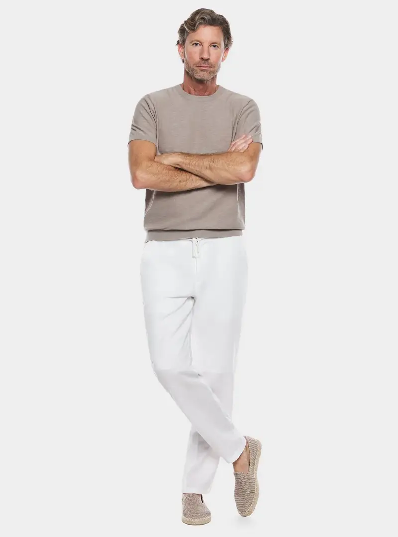 Maglia girocollo in cotone e lino