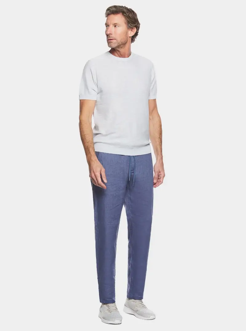 Maglia girocollo in cotone e lino