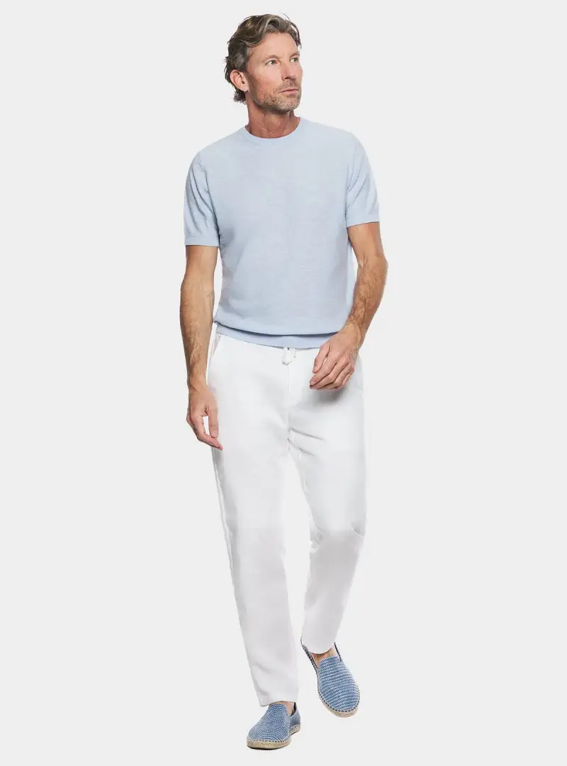 Maglia girocollo in cotone e lino