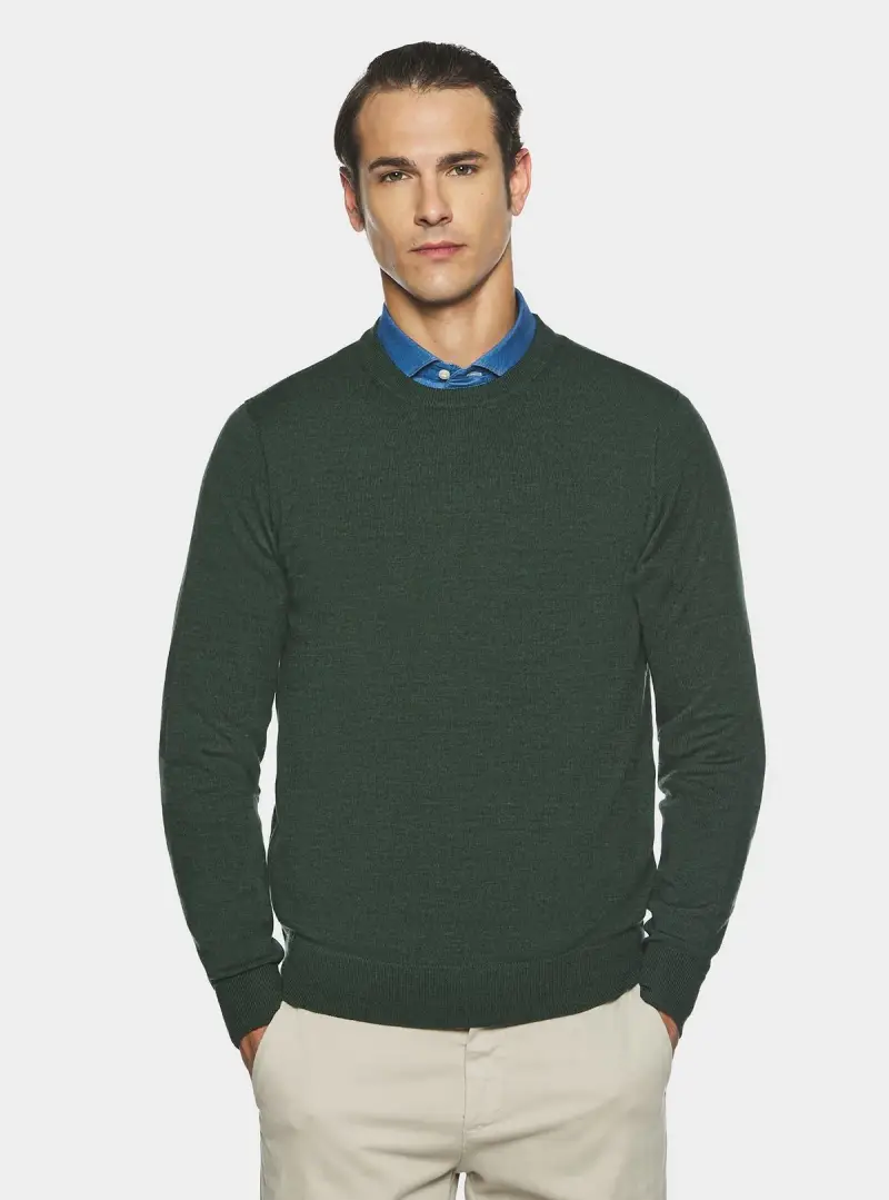 Maglia girocollo in pura lana merino