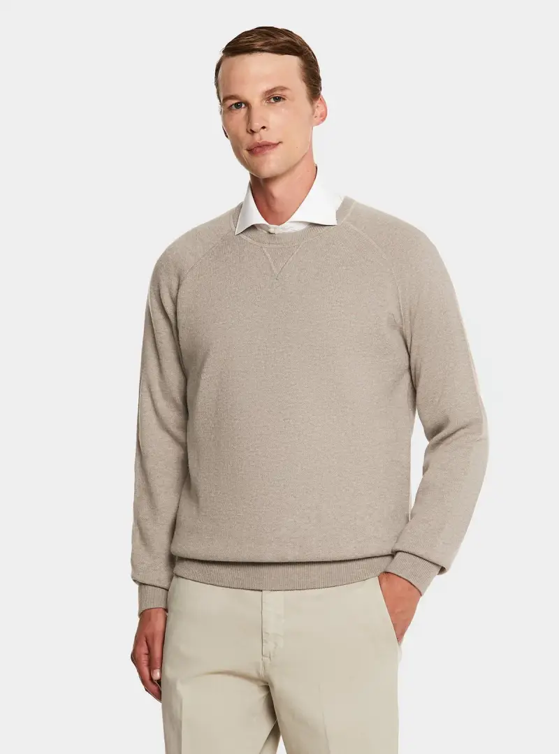 Maglia girocollo misto cashmere taglio felpa