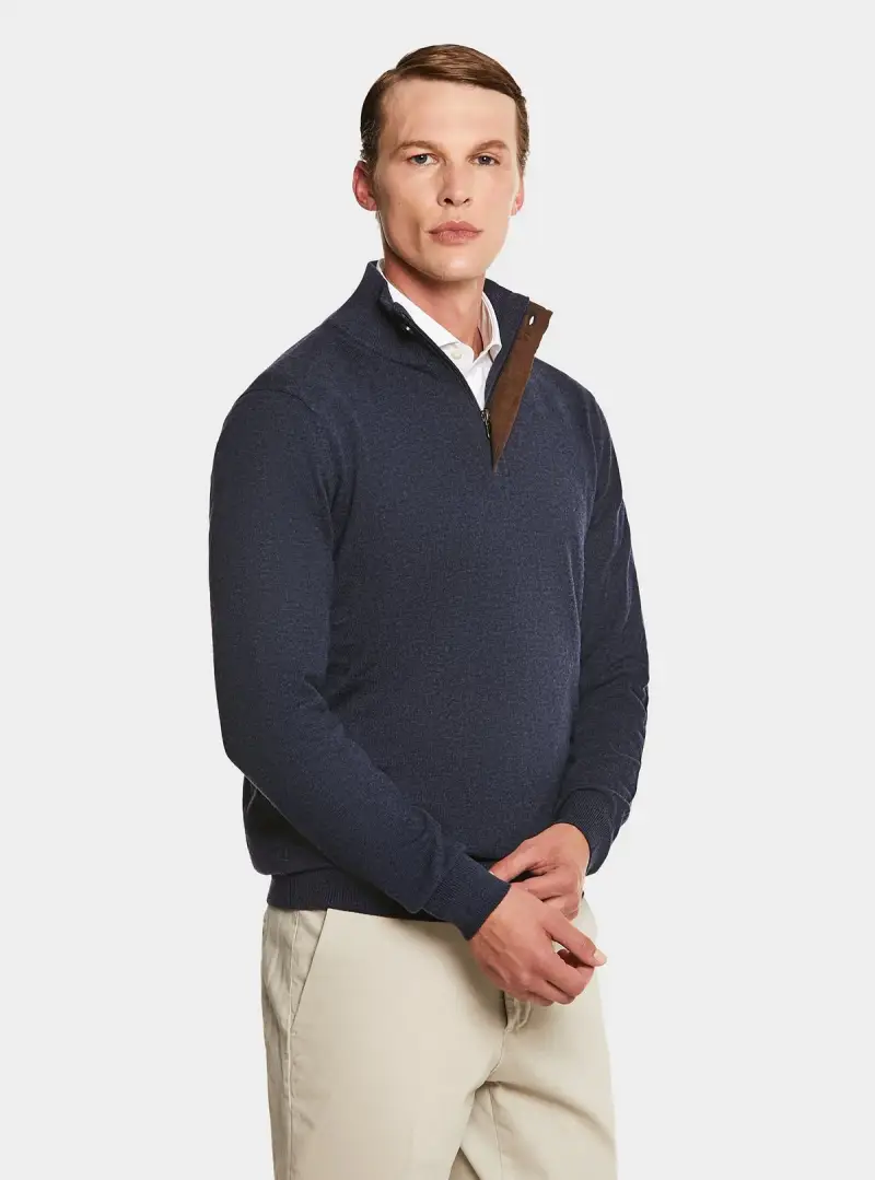 Maglia mock neck in misto cashmere