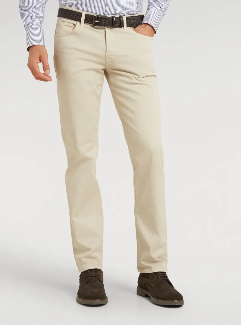 Pantalone 5 tasche in gabardine di cotone