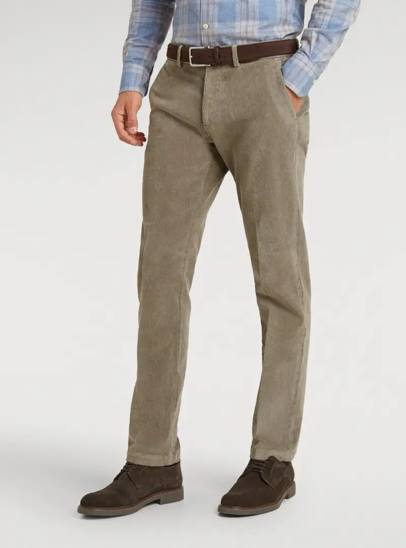 Pantalone chinos tasca America in velluto a coste
