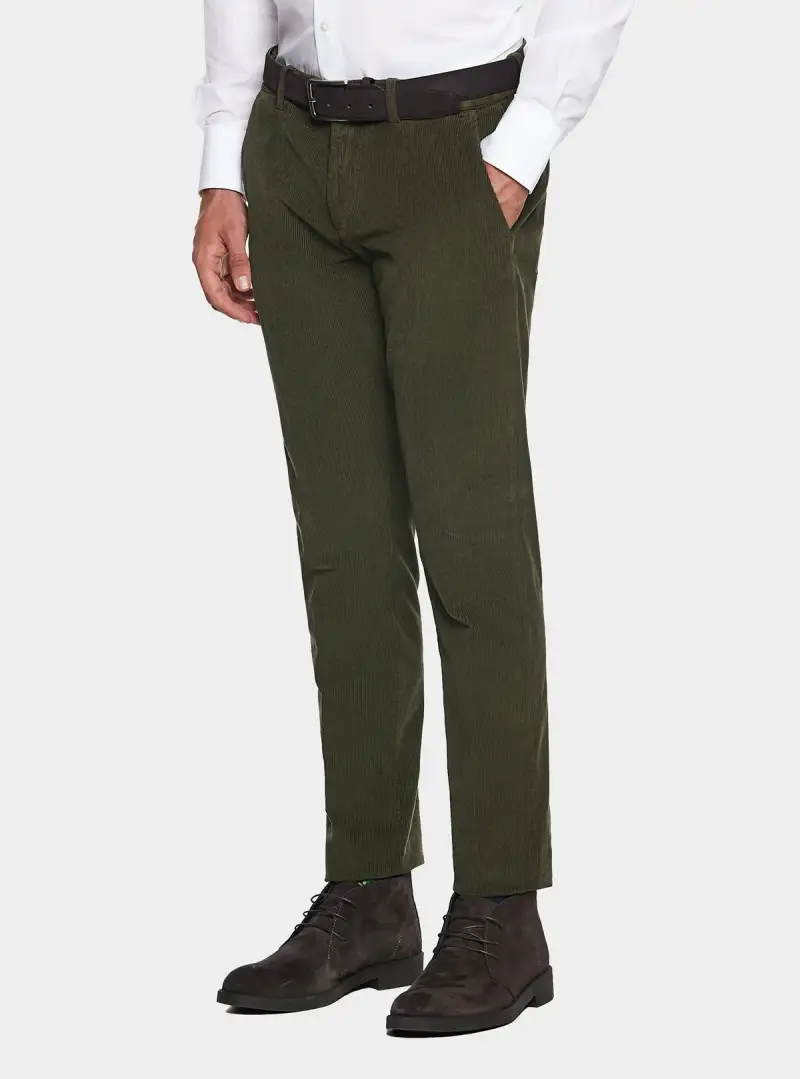 Pantalone chinos tasca America in velluto a coste