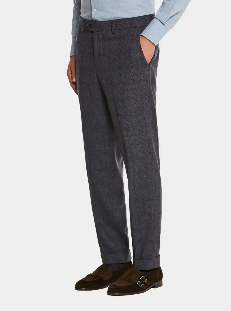 Pantaloni in misto lana con fantasia a quadri