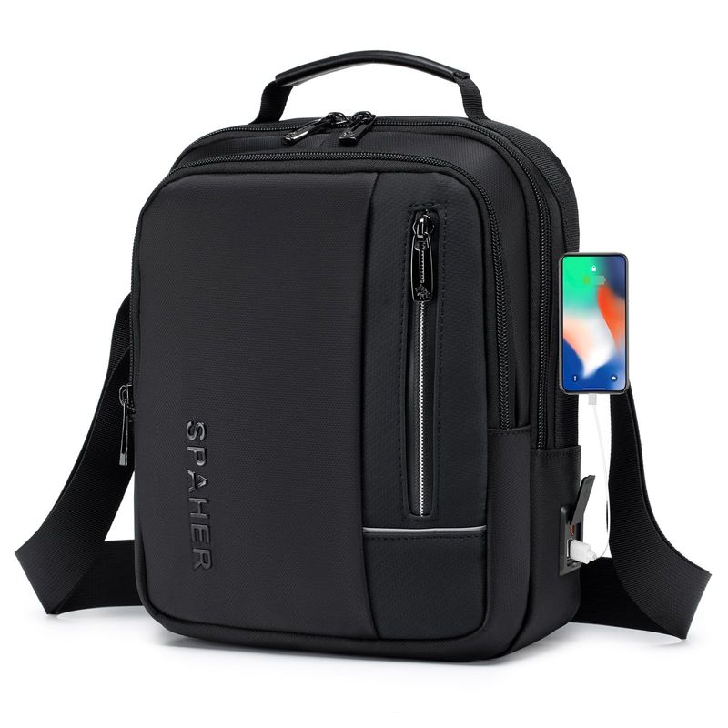 SPAHER Borsa Tracolla Uomo per iPad 11 Nero