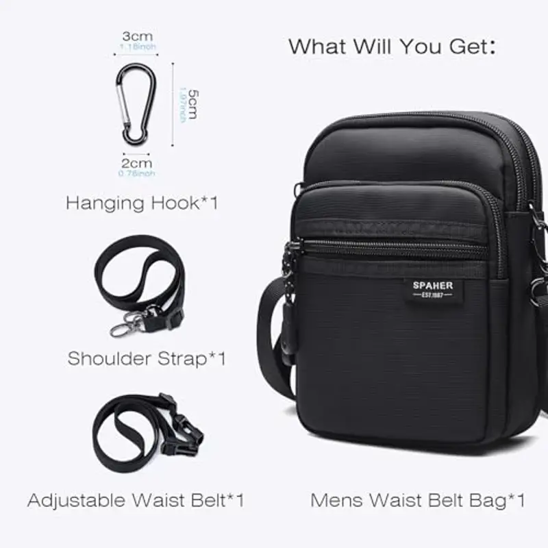 SPAHER Marsupio Uomo Nero 1886180 miniatura 3