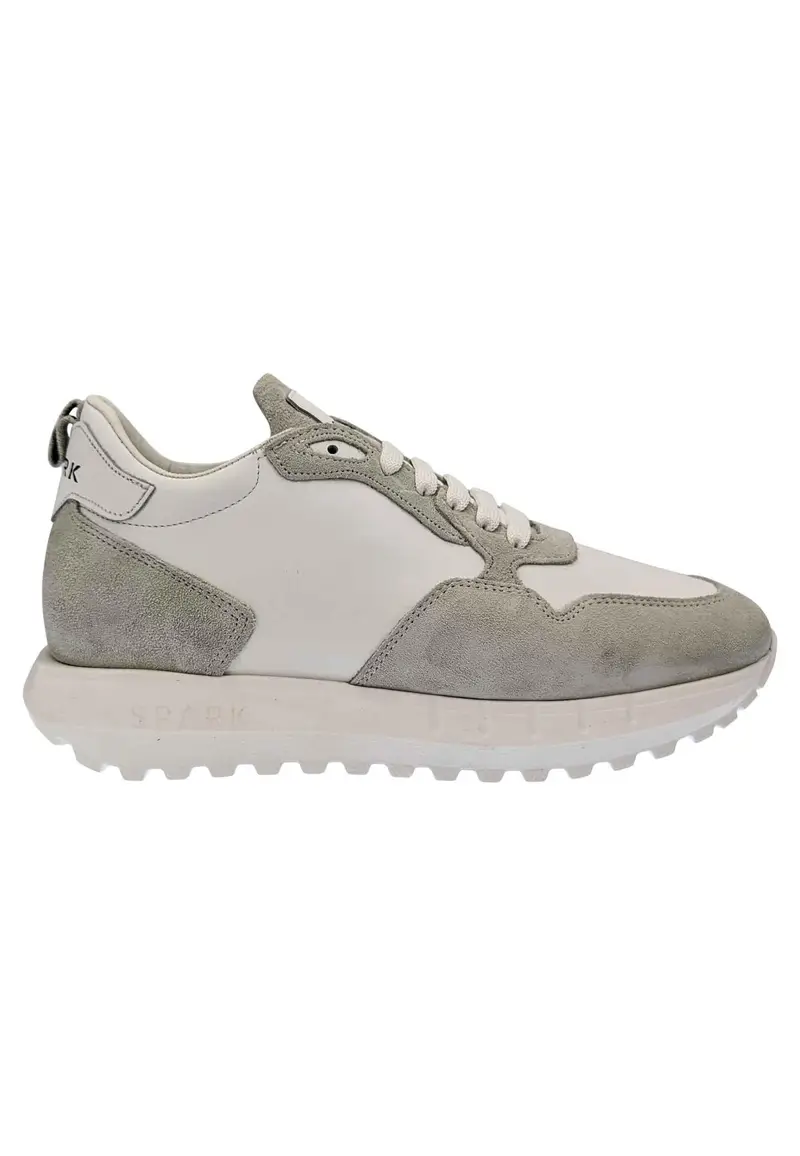 Sneakers uomo in pelle e tessuto off white con fondo alto Uomo SPK25 100