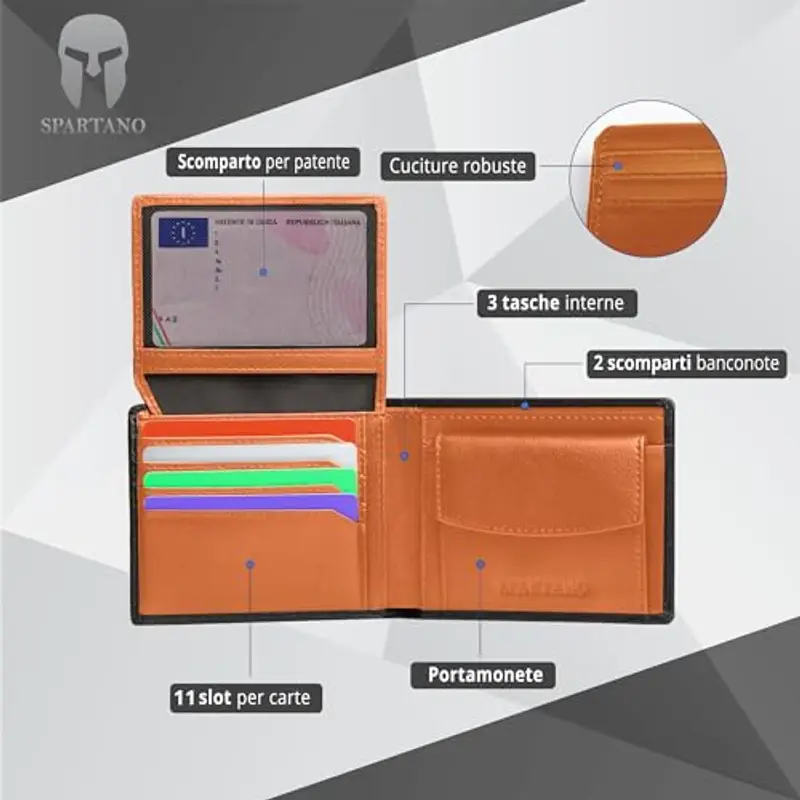 SPARTANO Portamonete Uomo Arancione 1597403 miniatura 2