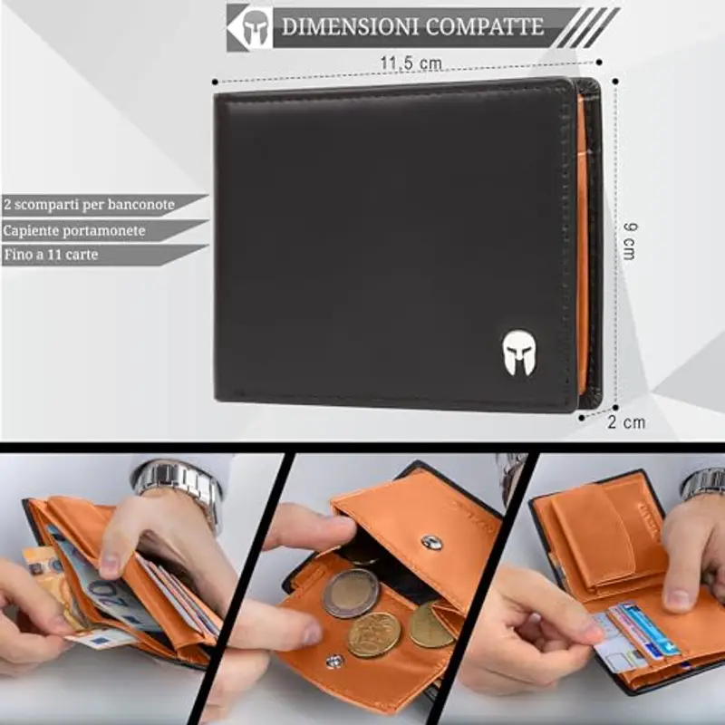 SPARTANO Portamonete Uomo Arancione 1597403 miniatura 3