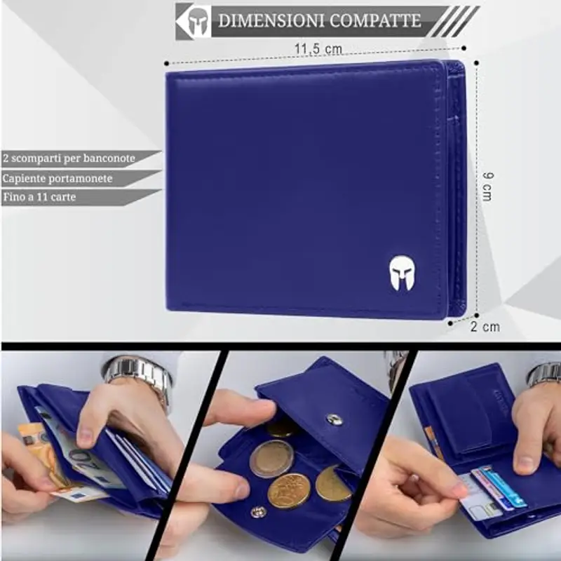 SPARTANO Portamonete Uomo Blu 1597405 miniatura 3