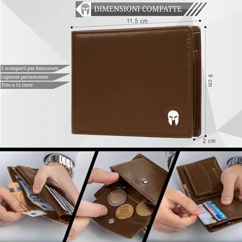 SPARTANO Portamonete Uomo Marrone 1597396 miniatura 3