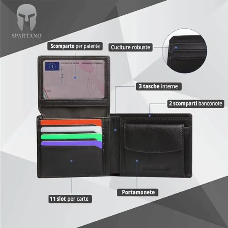 SPARTANO Portamonete Uomo Nero 871683 miniatura 2