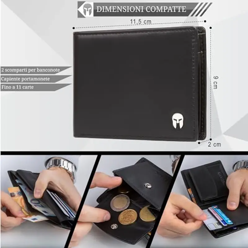 SPARTANO Portamonete Uomo Nero 871683 miniatura 3