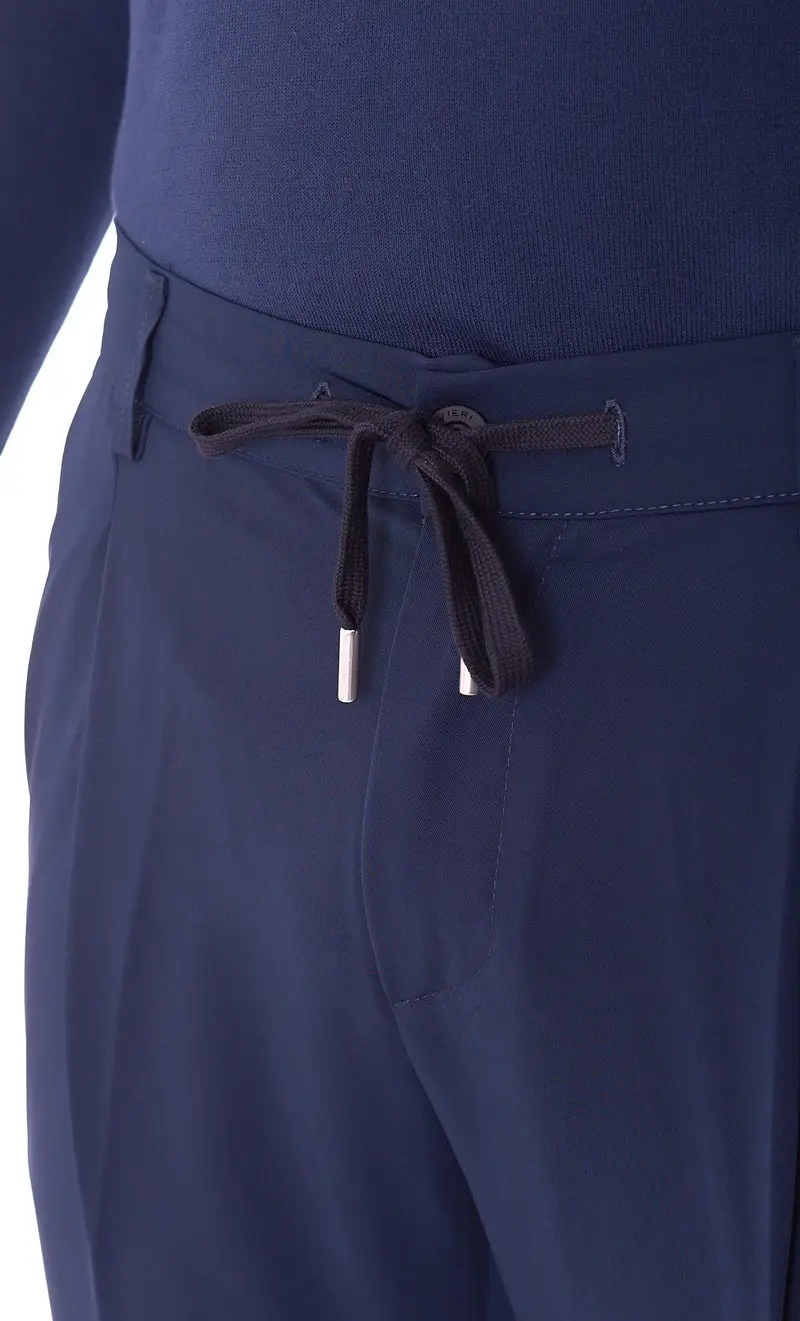 Pantalaccio sparvieri in tessuto tecnico con pinces, colore blu miniatura 2