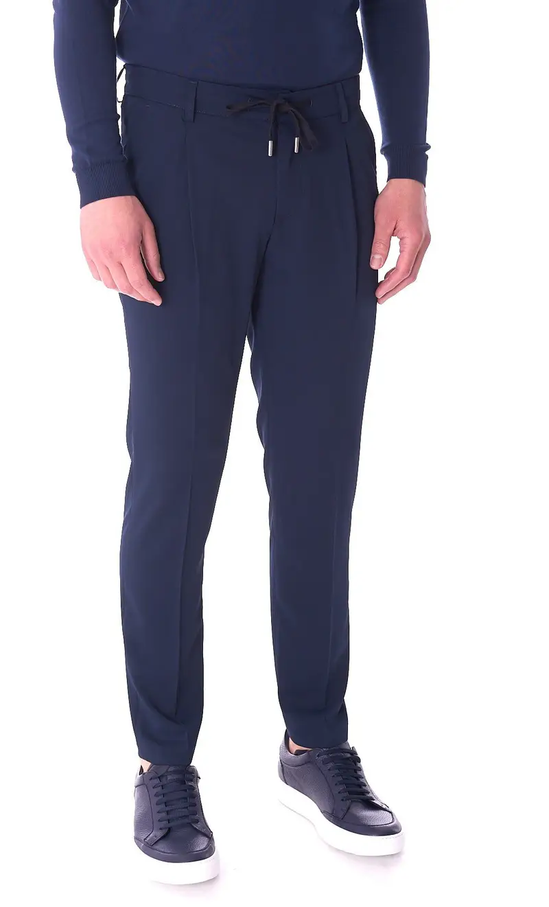 Pantalaccio sparvieri in tessuto tecnico con pinces, colore blu