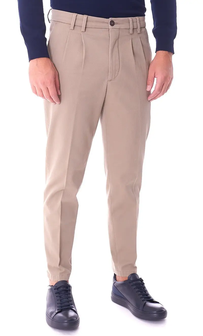 Pantalone sparvieri con doppia pinces, colore cammello