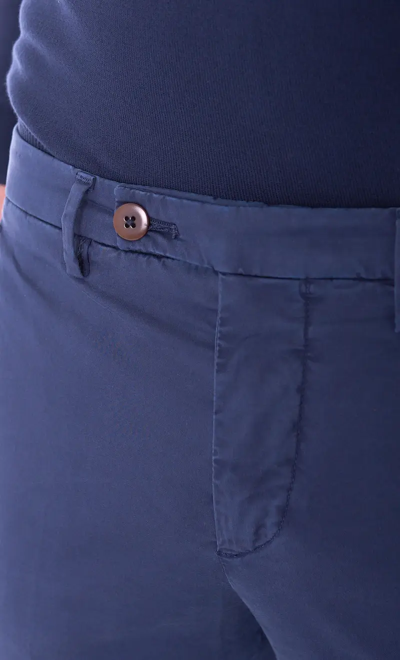 Pantalone sparvieri in cotone leggero elasticizzato, colore blu miniatura 2