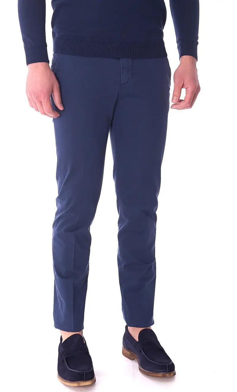 Pantalone sparvieri in cotone leggero elasticizzato, colore blu