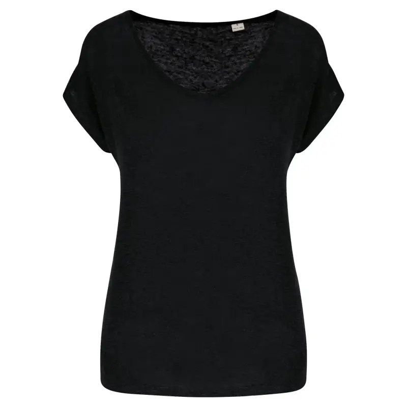 T-shirt a V in lino donna Spasso