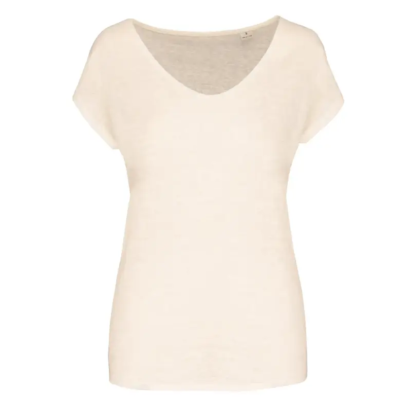 T-shirt a V in lino donna Spasso