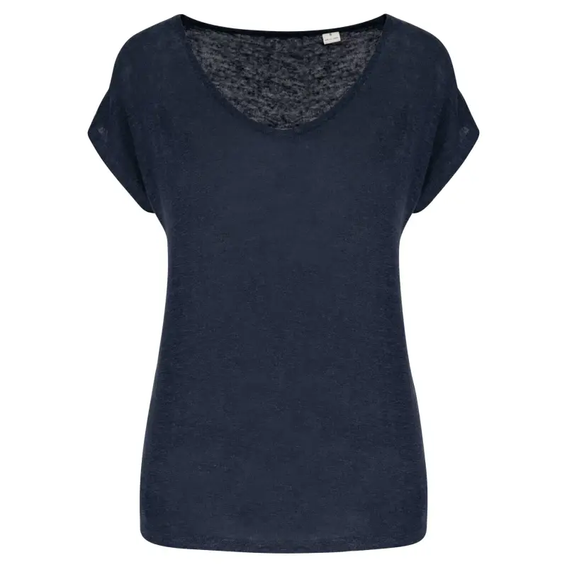 T-shirt a V in lino donna Spasso