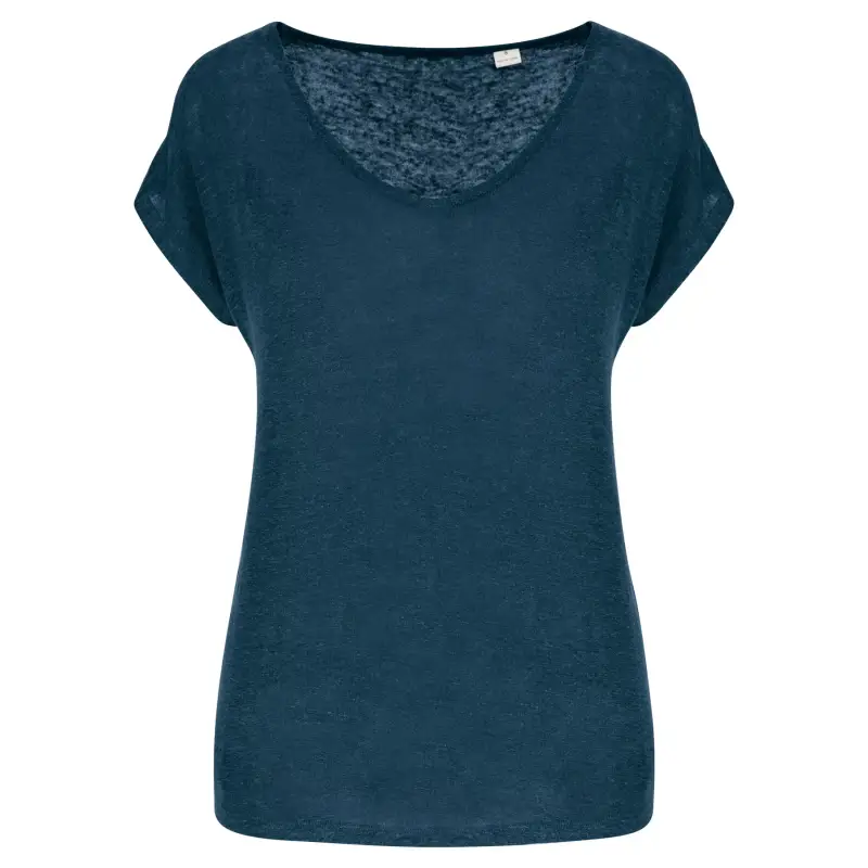 T-shirt a V in lino donna Spasso