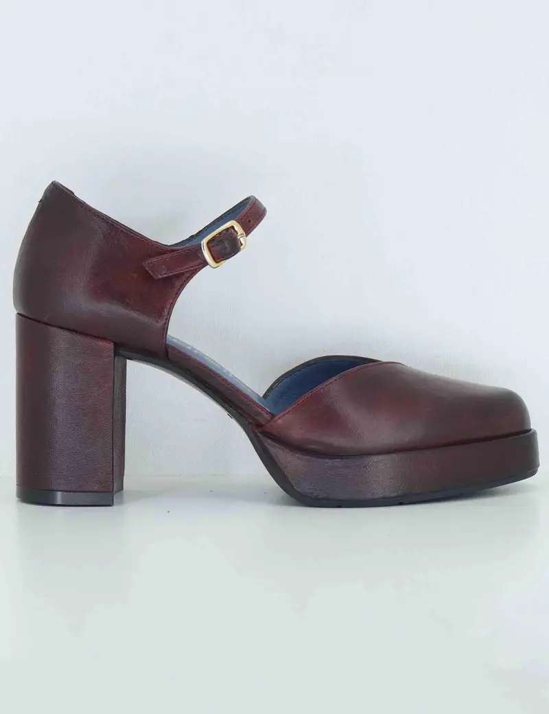 Decollete in pelle bordeuax con tacco alto e cinturino Donna SP2346 016