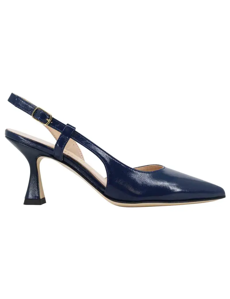 Decollete slingback donna in pelle blu con tacco alto e scollo asimmetrico Donna SPR4630 002