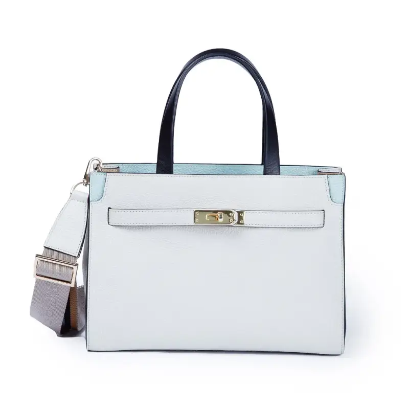 Borse Frida Satchel in pelle martellata bianca