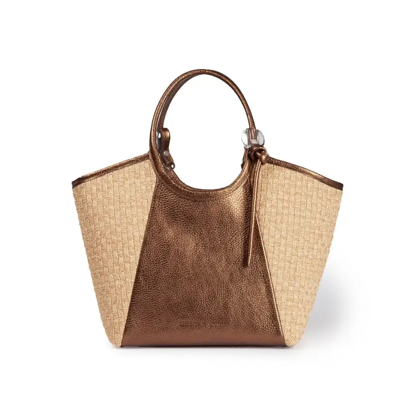 Borse Gaia in rafia e pelle bronzo