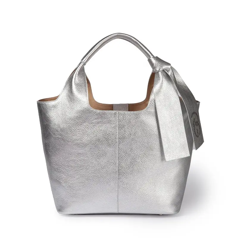 Borse Maia Tote hobo in pelle martellata argento