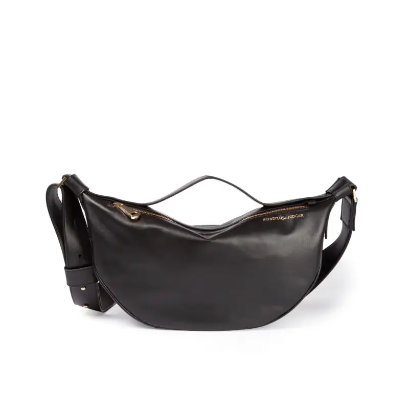 Borse Micol Banana small in pelle nera